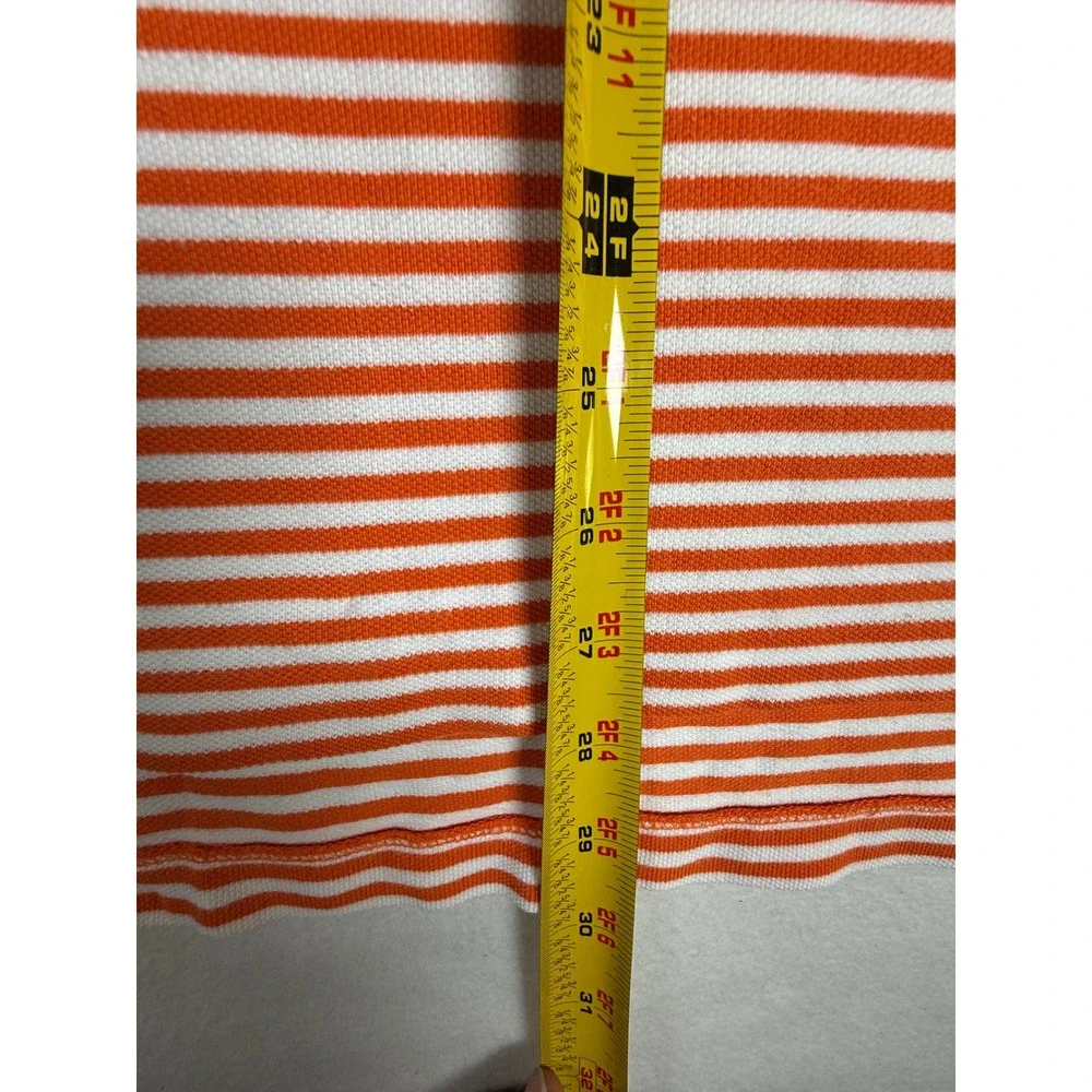 Ralph Lauren Polo Shirt‎ Mens Large Striped Orange White Short Sleeve Casual Top